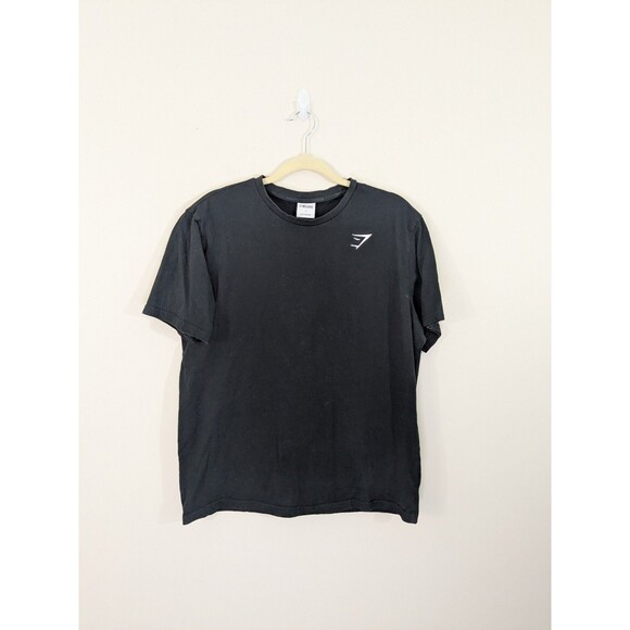 Gymshark Crest T-Shirt Men’s Large Short Sleeve Crew Neck Black 100% Cotton Tee - Picture 1 of 8